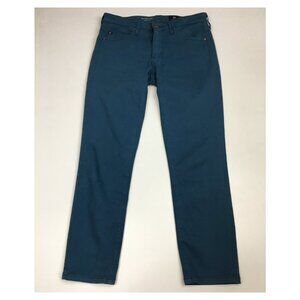 AG ADRIANO GOLDSCHMIED Logo Hardware Teal Green The Prima Crop 5 Pocket Jeans